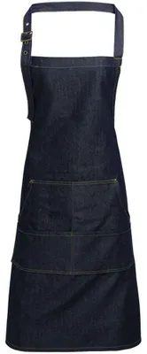Image de Premier - Tablier à bavette, denim LT3129 (taille unique) (bleu jean indigo)