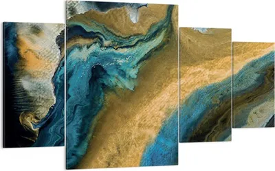 Produktbild von Bild auf Leinwand - Leinwandbild - 4 Teile - Abstraktion verschüttet Gold - 160x90cm - Wand Bild - Wanddeko - Wandbilder - Leinwanddruck - Bilder - Wanddekoration - Leinwand bilder - DL160x90-4431