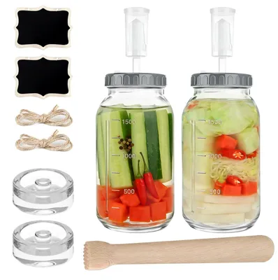 Produktbild von Fermentieren Glasbehälter Set - 2 Stück mit Luftdichtem Deckel und Gewicht