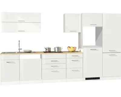 Produktbild von Held Möbel Küchenzeile ohne Geräte Mailand 360 cm weiß hochglanz zerlegt Variante reversibel 630.1.6210