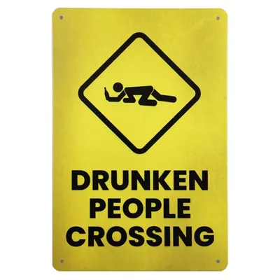 Produktbild von Blechschild Drunken People Crossing - Metallschild - Vintage blechschild - Alkohol Party Deko