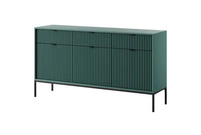 Produktbild von Sideboard NOVUM Labrador 154 × 83 × 39 cm – Kommode mit 3 Türen, 3 Schubladen und schwarzem Metallgestell