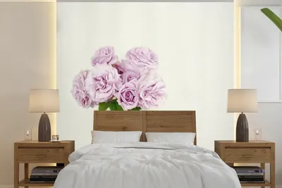 Produktbild von MuchoWow® Fototapete für Wohnzimmer oder Schlafzimmer Wandtapete Vinyl Motivtapete Blumenstrauß aus rosa Pfingstrosen an einer Teetasse - 260x260 cm - Papiertapeten