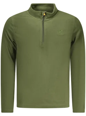 Produktbild von Stylisches grünes Herren-Fleeceshirt mit Stickerei und Halbreißverschluss