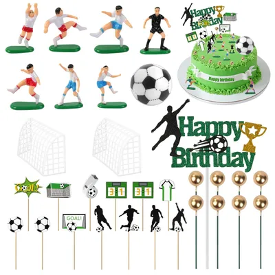31-tlg. Fußball-Tortendeko-Set mit Figuren und Toren
