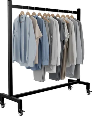 Produktbild von CLP Kleiderständer rollbar Gisborne schmaler Garderobenständer mit Stahl-Gummirädern schwarz Größe 120x38x120