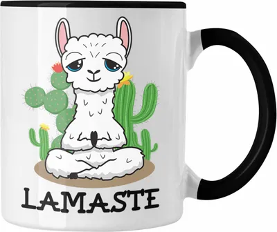 Produktbild von Trendation - Llama Lamaste Yoga Tasse Lustig Geschenk Lama Yoga-Posen Sport Geschenkidee Sport (Schwarz)