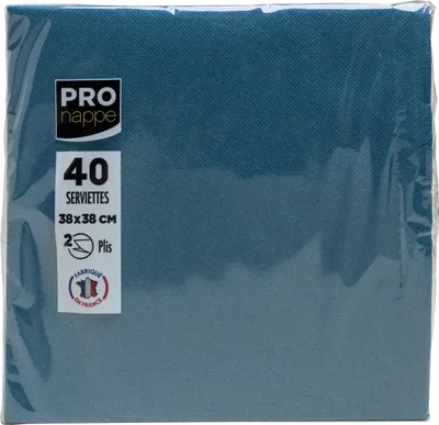 Image de Pronappe 30x 40 serviettes ouate 2 plis 38x38 cm Bleu Pacifique SV623804I