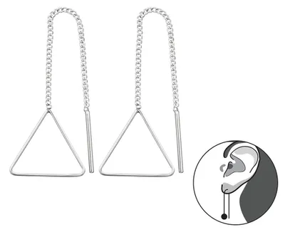 Produktbild von Durchzieher Ohrringe 925 Silber „Triangel Dreieck“ Ketten Ohrhänger