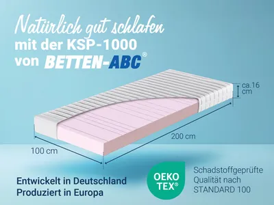 Produktbild von Betten-ABC KSP-1000  9-Zonen-Kaltschaummatratze  Das Original, 16 cm Höhe, Größe: 100x200, Härtegrad: H2