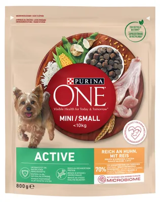 Obrázek produktu pro Purina One Mini/Small Active krmivo pro psy s kuřecím masem a rýží 800 G