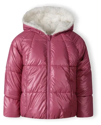 Produktbild von Minoti Winterjacke Mädchen mit Kapuze, Teddyfutter und zum Wenden, winddicht, wattiert, glänzend – Kinder-Schneejacke Hellviolett Gr. 98