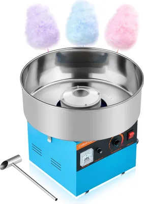 Immagine prodotto di Macchina per zucchero filato VEVOR 1000 W, apparecchio elettrico con ciotola in acciaio inossidabile da 38 cm e cucchiaio per zucchero, per preparare zucchero filato a casa per compleanni e feste di famiglia, blu, 3500 giri/min.