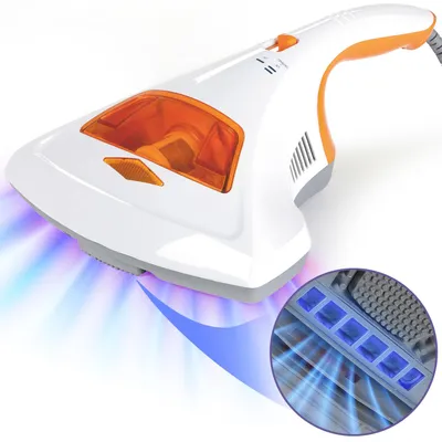 Immagine prodotto di Aspirapolvere antiacaro per materassi con luce UV-C, sterilizzazione e pulizia, aspirapolvere per materassi, filtrazione HEPA che distrugge fino al 99,9% di tutti gli acari, senza sacchetto, forte potenza di aspirazione, per chi soffre di allergie