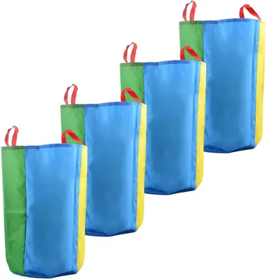Productafbeelding van Aardappelzak racetassen - Set van 4 - 3 maten kleurrijke springzakken voor volwassenen en kinderen - Sportdagkit