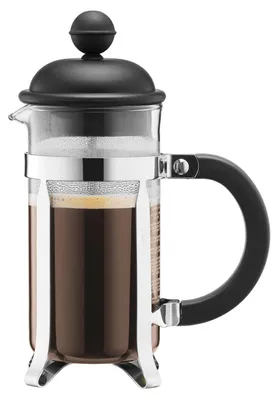 Produktbild von Bodum Caffettiera, Französische Presse, 0,35 l, Schwarz, Chrom, Transparent, 3 Tassen, Glas, 173 mm