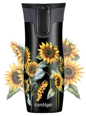 Produktbild von ContiGo! West Loop 2.0 Thermobecher 470 ml – Sonnenblumen – Schwarz