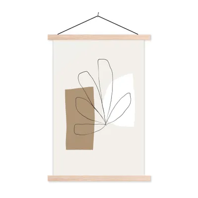 Produktbild von MuchoWow® Textilposter Blumen - Minimalismus - Pastell 120x180 cm mit holzfarbenen Rahmen - Textil-Plakat