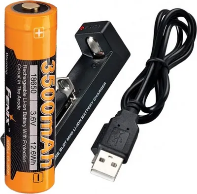 Produktbild von 18650 Li-Ion Akku und 1-Schacht USB-Schnellladegerät mit bis zu 1Ah Ladestrom
