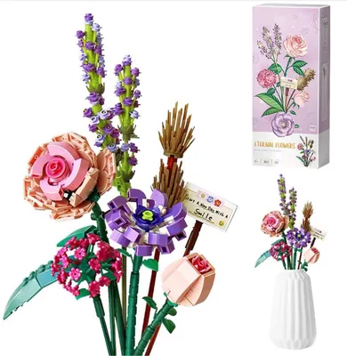 Produktbild von Mini Bauklötze Blumenstrauß 547 Teile DIY Set, Rosen Kunstblumen, Dekoration