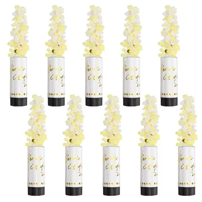 Productafbeelding van Confettikanon - set van 10 - voor feestelijke gelegenheden - wit