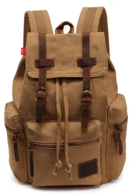 Produktbild von Omgoods – Vintage-Rucksack aus Canvas, uni, für Laptops bis 17 Zoll