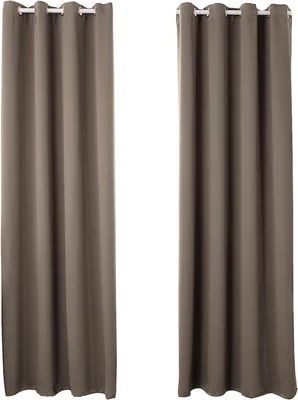 Image de Ensemble de 2 rideaux occultants thermiques avec œillets | Couleur taupe | 135 x 225 cm