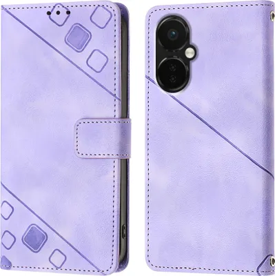 Produktbild von Hülle für OnePlus Nord CE 3 Prägung Flip Leder Brieftasche Schutzhülle mit Ständer Lila