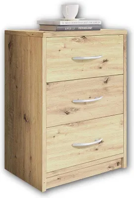 Produktbild von Famanu Nachttisch mit 3 Schubladen in Artisan Eichenoptik - Einfach und Funktional für das Schlafzimmer