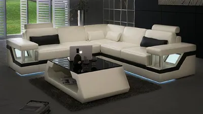 Produktbild von XXL Ledersofa mit USB,Garnitur Wohnlandschaft Eckcouch Leder Ecksofa HAMBURG II