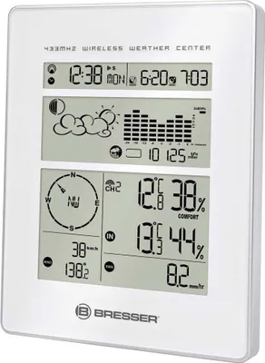 Produktbild von Bresser Optics 7002500, Weiß, Innen-Thermometer, Außen-Barometer, Außen-Thermometer, Anemometer (Windgeschwindigkeit), km/h, -9,9 - 60 °C, -14,2 - 140 °F, -40 - 80 °C