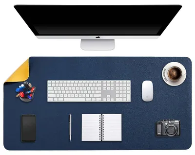 Image de Sous-main de bureau en cuir synthétique (PU) - Tapis de bureau double face de 120 x 60 cm pour ordinateur portable et tapis de souris