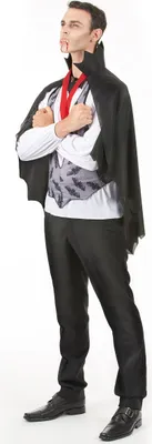 A man dressed as a vampire for Halloween.
