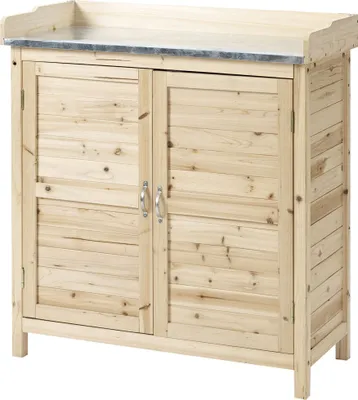 Produktbild von Szafka ogrodowa Outsunny Drewniana szafka narzędziowa Szafka z 2 półkami Nature