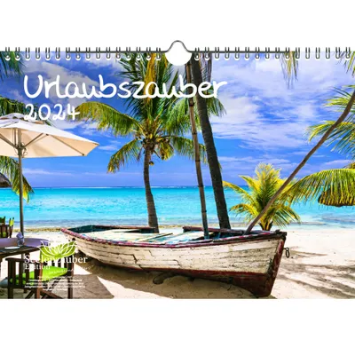 Produktbild von Urlaubszauber DIN A4 Kalender für 2024 Urlaub Reise Strand Ferne Länder Urlaubsträume - Seelenzauber