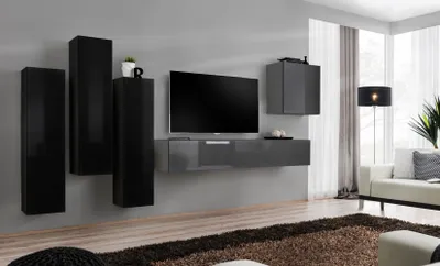 Image de Mur de salon RIONATA 3 – noir / graphite