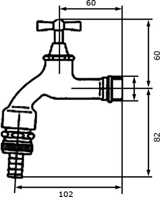 Produktbild von Auslaufventil mit halbverdecktem Knebel - Oberteil / Anschlussventil / Ventil / Wasseranschluss