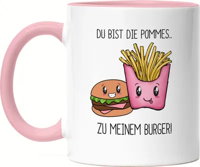 Produktbild von Pommes Zu Meinem Burger Tasse Rosa Valentinstag Freundin Freund Süß Geschenkidee Paar Liebe Couple Jahrestag