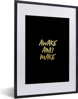 Produktbild von MuchoWow® Gerahmtes Poster Zitate - Gold - Schwarz 30x40 cm - Poster mit Schwarzem Bilderrahmen Wandposter Rahmen Foto Bilder - Wandposter Schlafzimmer