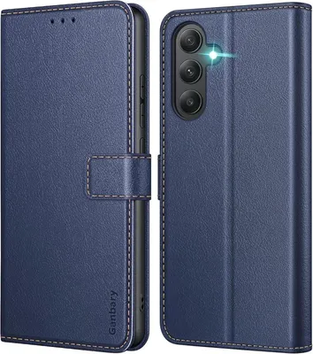 Produktbild von Samsung Galaxy A55 5G Handyhülle Leder Klapphülle Blau, Kartenschlitze, Magnetverschluss, Standfunktion