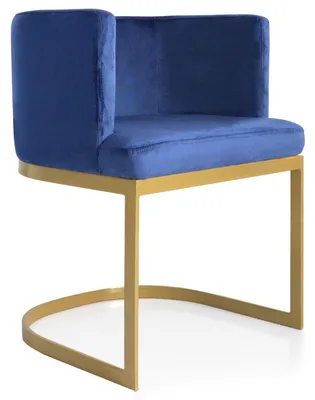 Image de MENZZO Chaise / Fauteuil Noellie Velours Bleu pieds Or