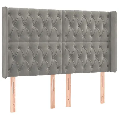 Produktbild von vidaXL Kopfteil mit Ohren Hellgrau 147x16x118/128 cm Samt