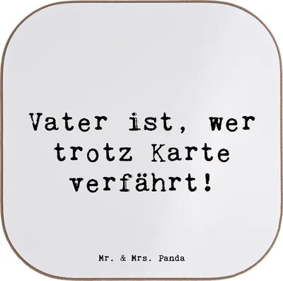 Produktbild von Mr. & Mrs. Panda Tassenuntersetzer Spruch Vater Abenteuer - Weiß - Geschenk, Vaterliebe, Liebe, Holzuntersetzer, Untersetzer für Gläser, weinflaschenuntersetzer, Coaster
