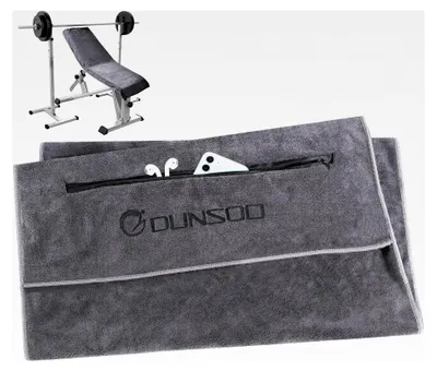 Produktbild von Fitnesshandtuch 120x50cm Mikrofaser mit Reißverschlusstasche für das Fitnessstudio und Training (Dunkelgrau)