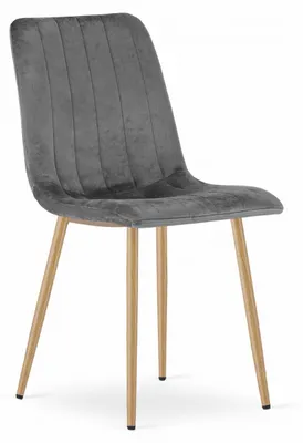 Immagine prodotto di Sedia Lava in velluto grigio scuro con gambe effetto legno