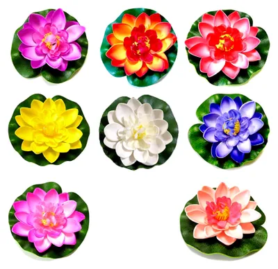 Produktbild von 8 Stück realistische künstliche Lilien aus Schaumstoff für Teich- und Wasserdekoration