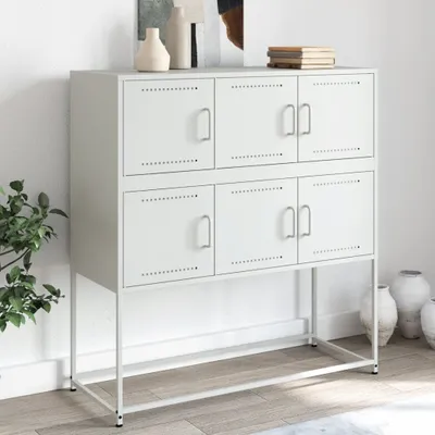 Produktbild von vidaXL Sideboard Weiß 100,5x39x107 cm Stahl