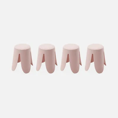 Produktbild von sweeek - 4er Set stapelbare Hocker, strukturierter Bouclébezug - Zartrosa
