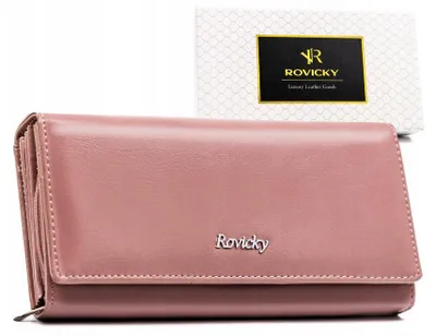 Obrázek produktu pro Rovicky dámská peněženka z přírodní a  růžová RFID 19 cm