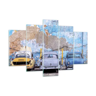 Produktbild von Bilder auf glas - 5 Teile - Havanna Oldtimer Autos - 150x100cm - Glasbilder - Wandbilder - Bilder - zum Aufhängen bereit - Wanddekoration aus Glas - Glas Bilder - Wandbild auf Glas - GEA150x100-4376